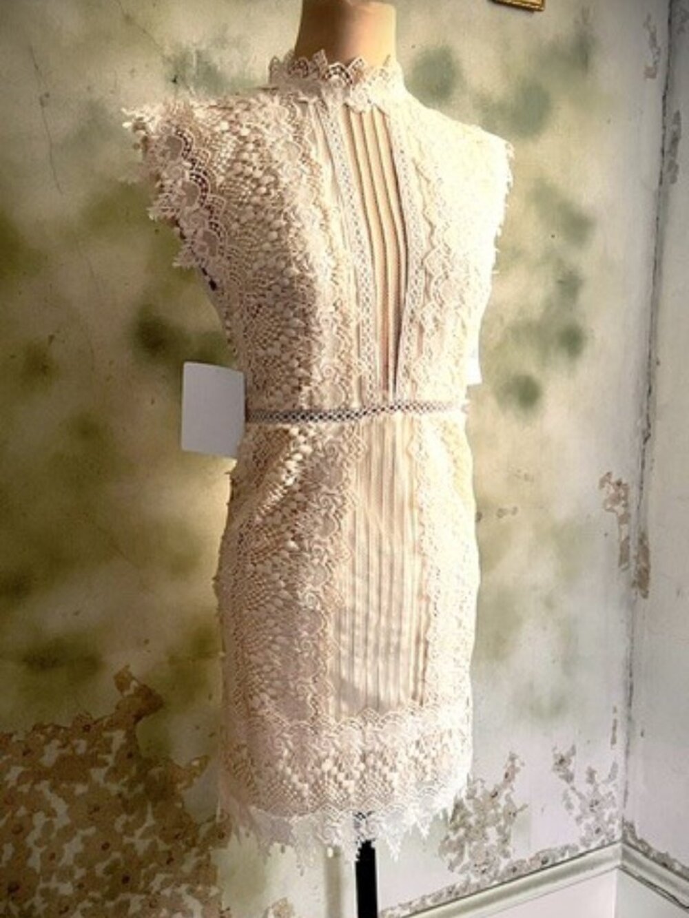 Free People Ivory Crochet Lace Open Back Mini Dress | Romantic Boho